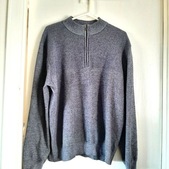 Quarter Zip Pull over Sweater Blue 2XL - Picture 1 of 9